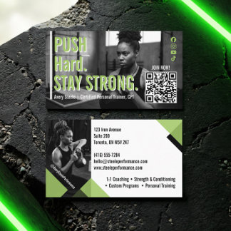 Carte De Visite Bold Modern Personal Trainer Fitness Coach Photo