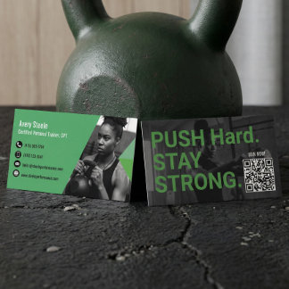 Carte De Visite Bold Modern Personal Trainer Fitness Coach Photo
