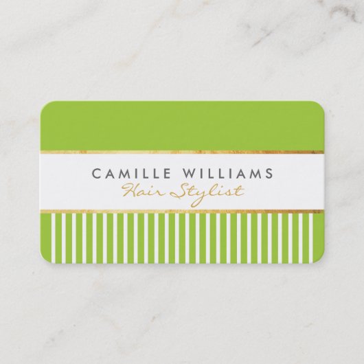 Carte De Visite BOLD moderne design peigne design or citron vert (Devant)