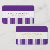 Carte De Visite BOLD moderne design peigne design or riche violet (Devant / Derrière)
