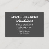 Carte De Visite bold moderne pour plombier ou autre profession gri (Dos)