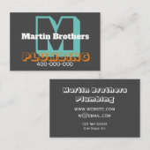 Carte De Visite bold moderne pour plombier ou autre profession gri (Devant / Derrière)