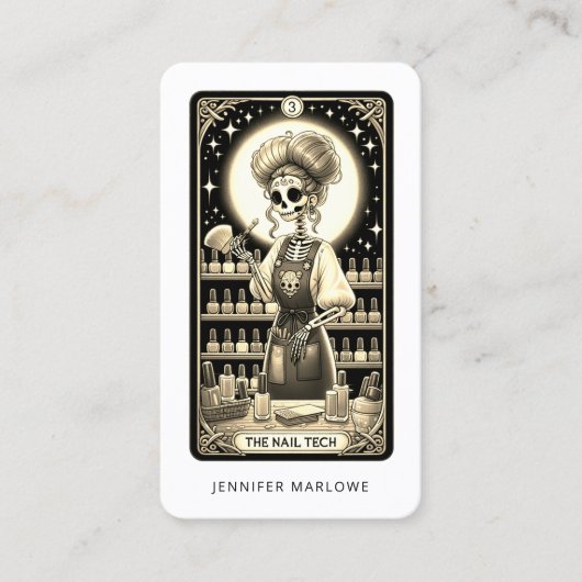 Carte De Visite Bold Nail Tech Tarot Card Black Business Card (Devant)