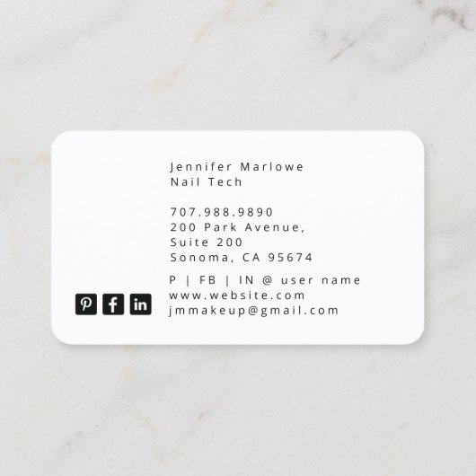 Carte De Visite Bold Nail Tech Tarot Card Black Business Card (Dos)