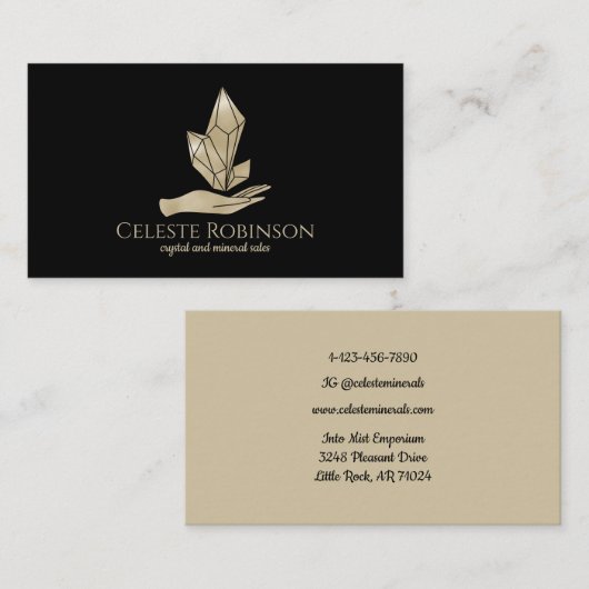 Carte De Visite Bold Pearl Crystal Main Boho Custom Gem Logo (Devant / Derrière)