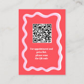 Carte De Visite Bold Retro Pink Groovy Nails Artist QR Code (Dos)