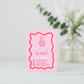 Carte De Visite Bold Retro Pink Groovy Nails Artist QR Code (Debout devant)