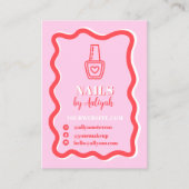 Carte De Visite Bold Retro Pink Groovy Nails Artist QR Code (Devant)