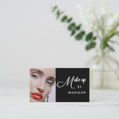 Carte De Visite Bold Script Black and White Photo Makeup (Debout devant)
