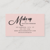 Carte De Visite Bold Script Blush Pink Photo Makeup Business Card (Dos)