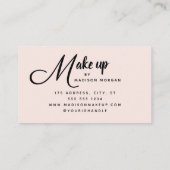 Carte De Visite Bold Script Blush Pink Photo Makeup Business Card (Dos)