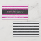 Carte De Visite BOLD simple bande motif rose chaud parties scintil (Devant / Derrière)