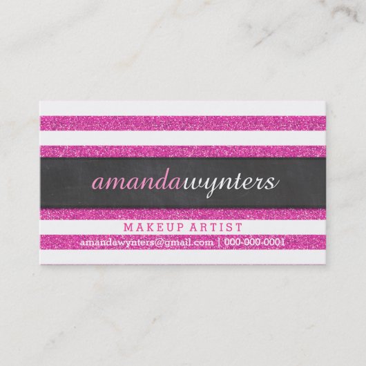 Carte De Visite BOLD simple bande motif rose chaud parties scintil (Devant)