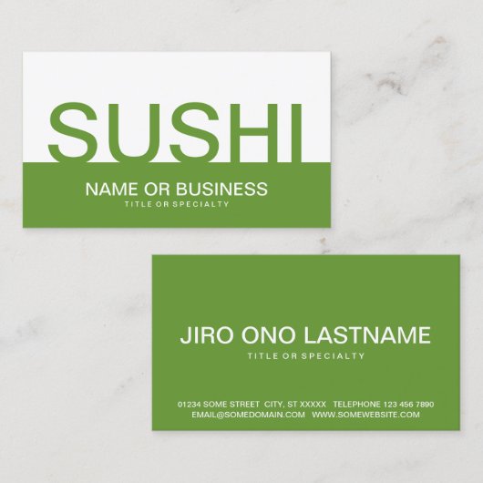 Carte De Visite bold SUSHI (personnalisable en couleur) (Devant / Derrière)