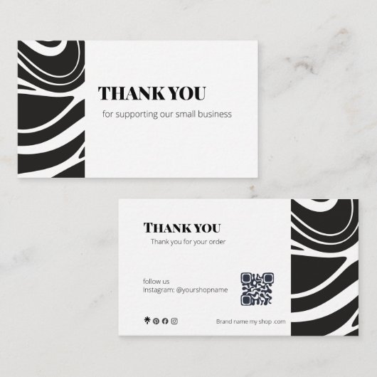 Carte De Visite Bold Thank You Card QR Code Small Business (Devant / Derrière)