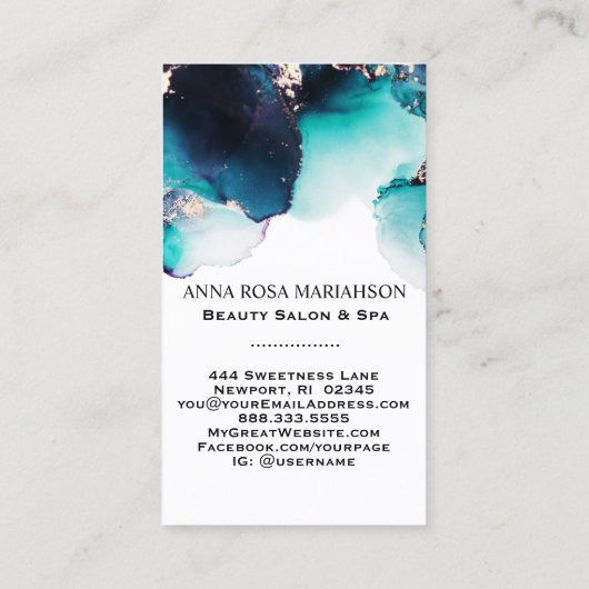 Carte De Visite *~* BOLD TURQUOISE QR CODE Yummy Gold Bold AP29 (Dos)