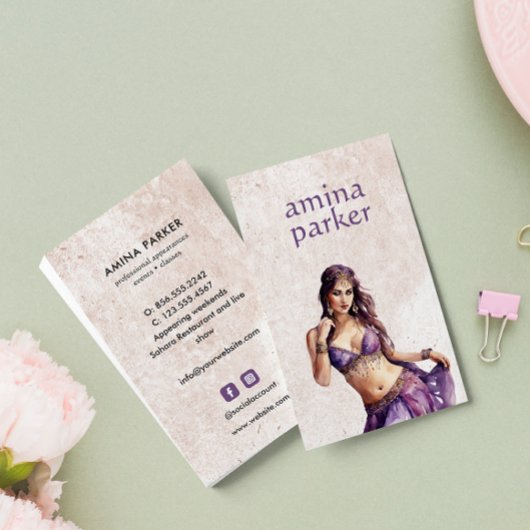 CARTE DE VISITE BOLLYWOOD HINDI BELLY DANCER WATERCOULEUR PURD