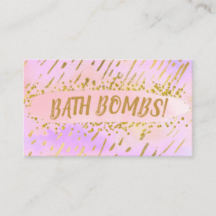 Carte De Visite Bombe À Bain Faite À La Main, Rosée Et Dorée