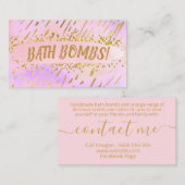 Carte De Visite Bombe À Bain Faite À La Main, Rosée Et Dorée (Devant / Derrière)