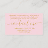 Carte De Visite Bombe À Bain Faite À La Main, Rosée Et Dorée (Dos)
