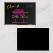 Carte de visite bon de boisson gratuite Certificat (Devant / Derrière)