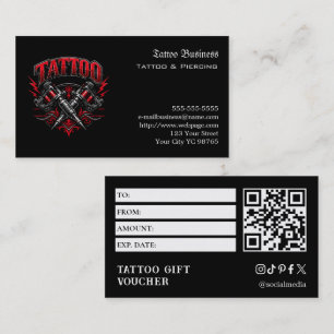 Carte De Visite Bon de cadeau de tatouage