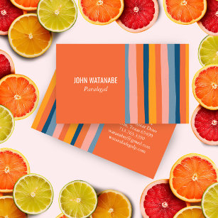 Carte De Visite Bonbons minimalistes rayures artisanales orange