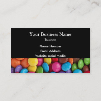 Carte De Visite Bonbons multicolores ou motif sucré sur noir