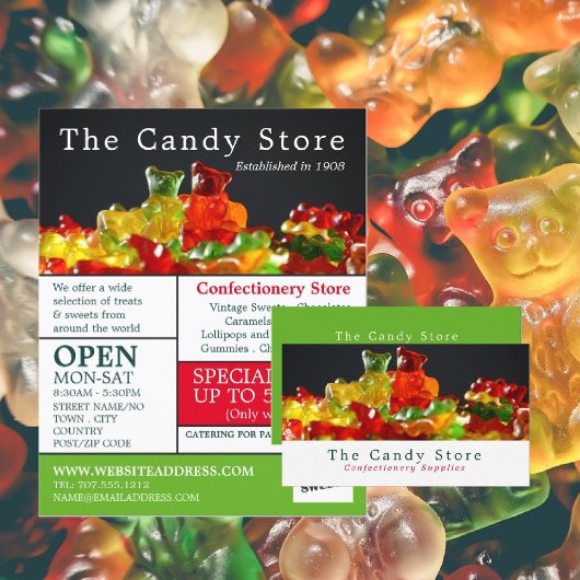 Carte De Visite Bonbons Ours Gummy, Fournitures De Confiserie