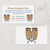 Carte De Visite Bongo, dessin animé de batterie (Devant / Derrière)