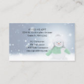 Carte De Visite Bonhomme de neige avec une écharpe verte (Dos)