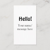 Carte De Visite Bonjour ajouter un message de nom simple minimum é (Dos)