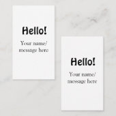 Carte De Visite Bonjour ajouter un message de nom simple minimum é (Devant / Derrière)