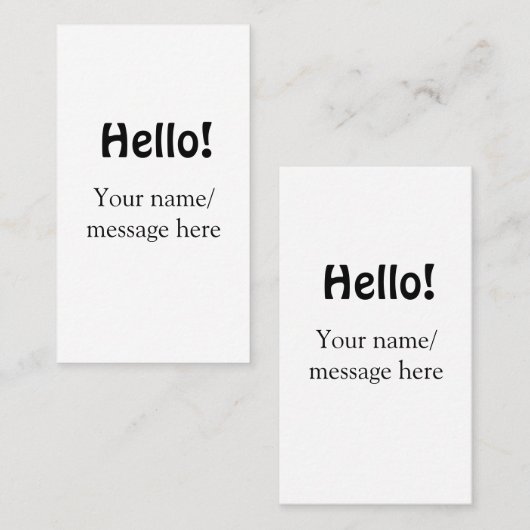 Carte De Visite Bonjour ajouter un message de nom simple minimum é (Devant / Derrière)