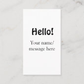 Carte De Visite Bonjour ajouter un message de nom simple minimum é (Devant)