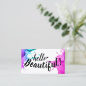 Carte De Visite Bonjour aquarelle élégante de belle typographie (Debout devant)