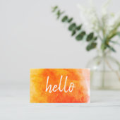 Carte De Visite Bonjour Aquarelle Orange (Debout devant)
