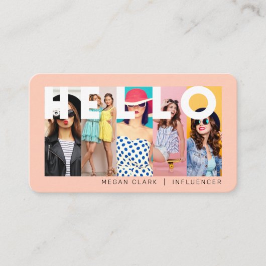 Carte De Visite Bonjour Avec Moderne & Minimal 5 photo Disposition (Devant)