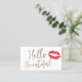 Carte De Visite Bonjour Beau Rouge Lipstick Kiss maquillage Artist (Debout devant)