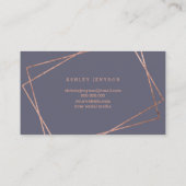 Carte De Visite Bonjour beau script d'or rose géométrique violet (Dos)