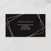 Carte De Visite Bonjour belle fausse rose de script d'or géométriq (Dos)