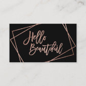 Carte De Visite Bonjour belle fausse rose de script d'or géométriq (Devant)