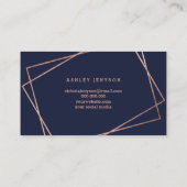 Carte De Visite Bonjour belle marine géométrique de script d'or ro (Dos)