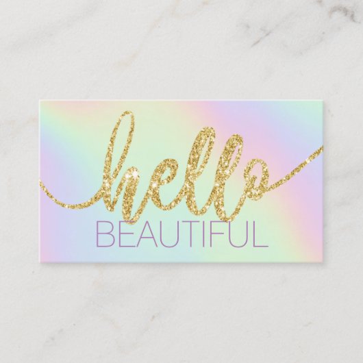 Carte De Visite Bonjour Belle Typographie Pastel Holographie (Devant)