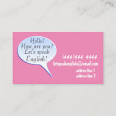 Carte De Visite Bonjour, comment allez-vous parler en bulle Enseig (Dos)