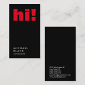 Carte De Visite Bonjour ! Consultant à tendance noire verticale Bo (Devant / Derrière)