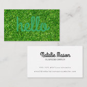 Carte De Visite Bonjour cursive | Arrière - plan d'herbe (Devant / Derrière)