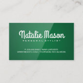 Carte De Visite Bonjour cursive | Vert brillant (Dos)
