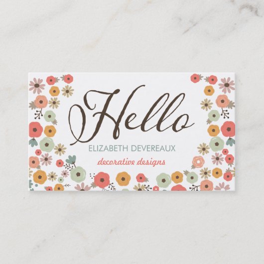 Carte De Visite Bonjour floral chic (Devant)