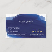 Carte De Visite Bonjour Gold Script | Aquarelle de la marine (Dos)